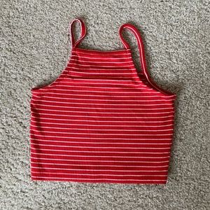 Topshop  red and white crop top
